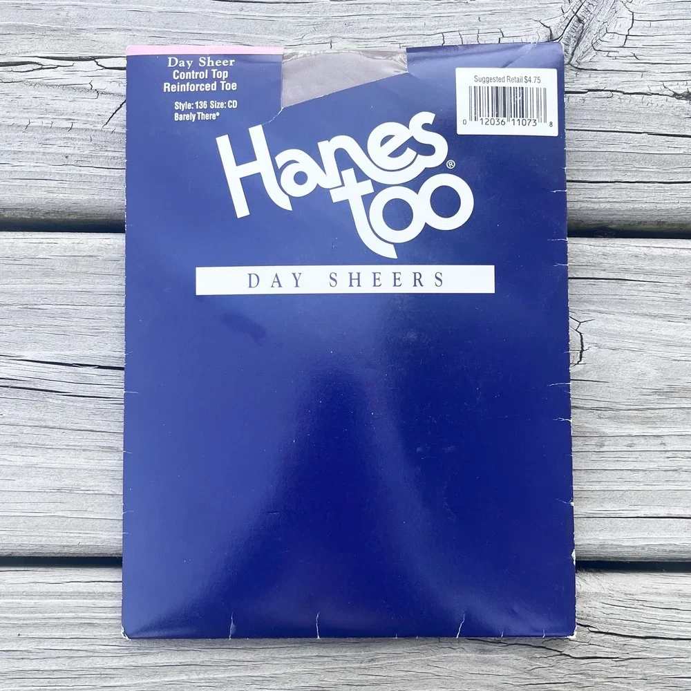VTG Hanes Too Day Sheer Pantyhose Control Top Brown Barely There CD NOS